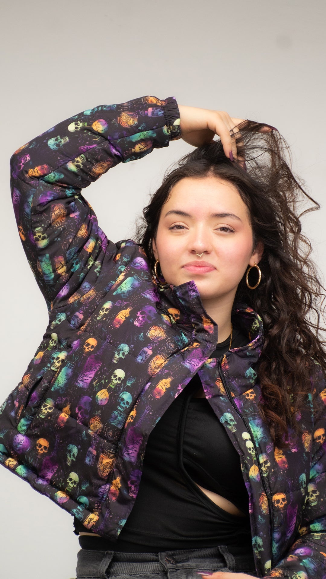 Chaqueta Mujer Doble Faz Acolchada - Calaveras