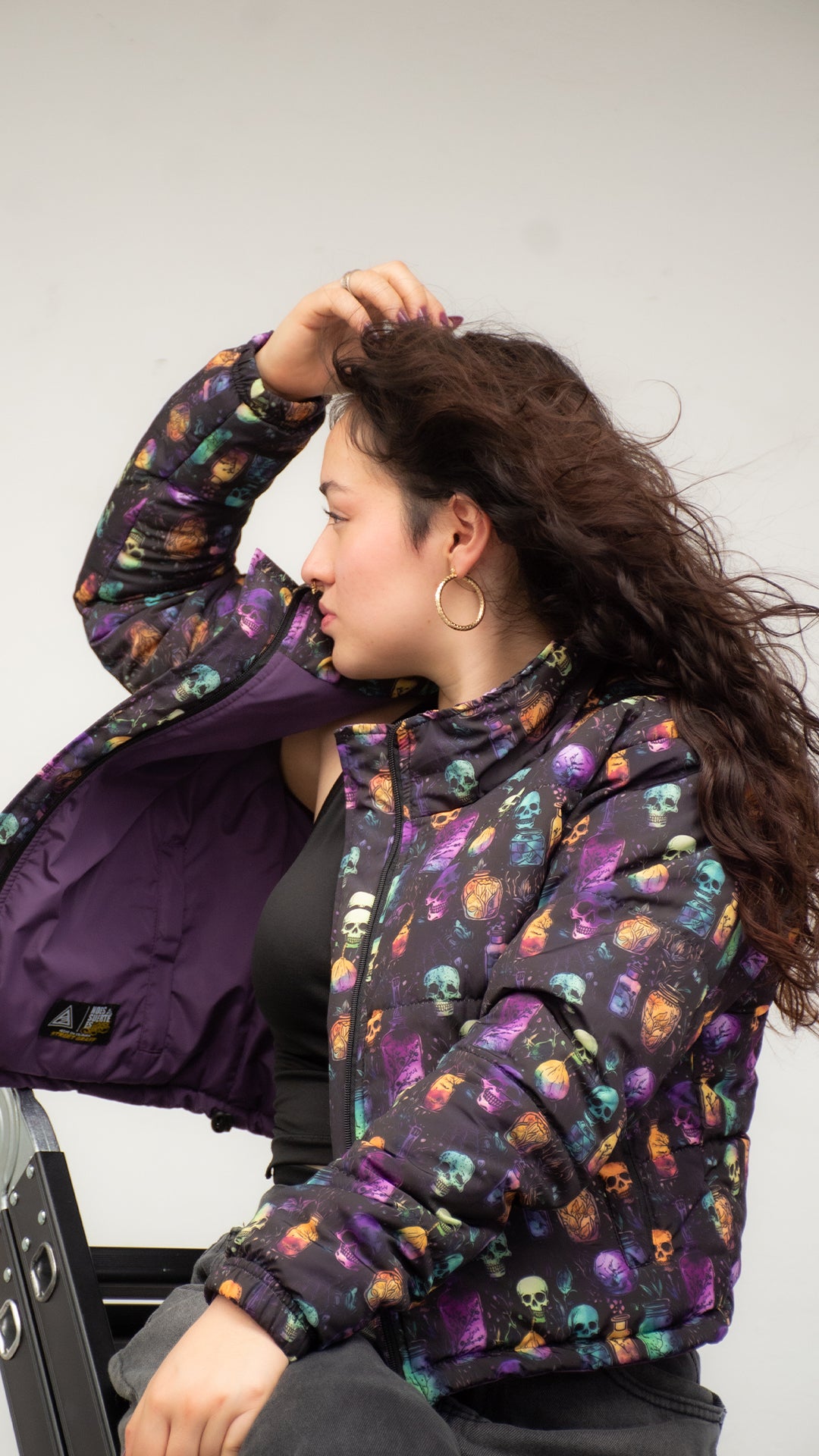 Chaqueta Mujer Doble Faz Acolchada - Calaveras