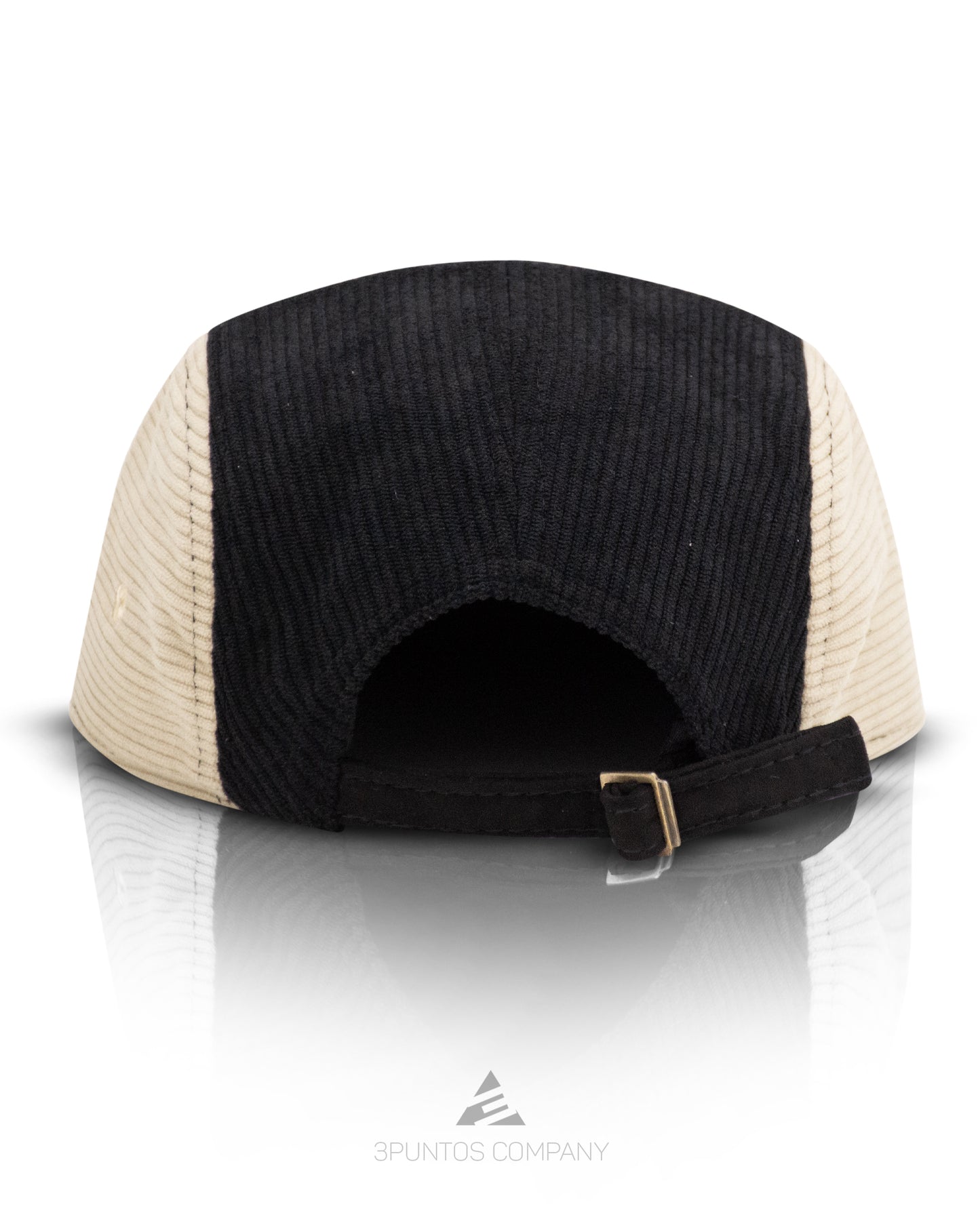 Gorra 5 Paneles Beige-Negra Pana