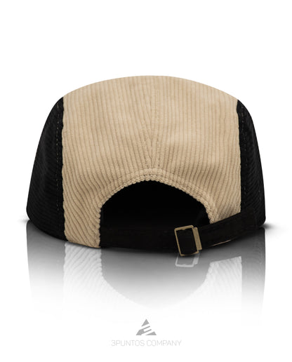 Gorra 5 Paneles Negra Beige Pana