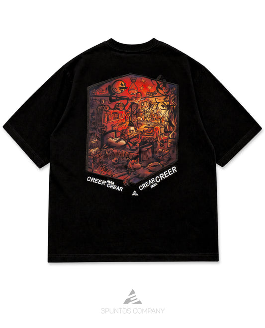 Camiseta Oversized - Oscuridad Bordada