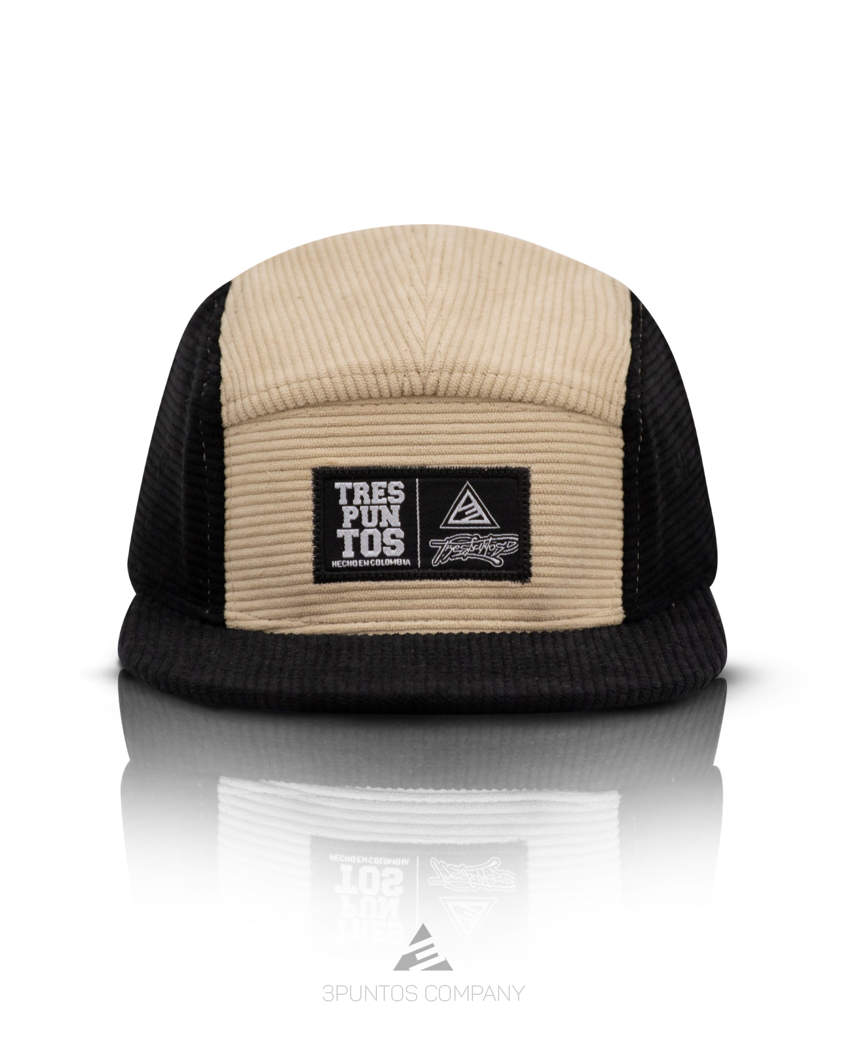 Gorra 5 Paneles Negra Beige Pana - 3PUNTOS